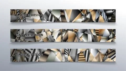 Abstract rectangle vector banner with a background of metal geometric gradien Stock Illustration