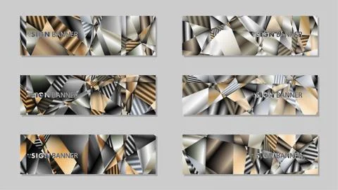 Abstract rectangle vector banner with a background of metal geometric gradien Stock Illustration