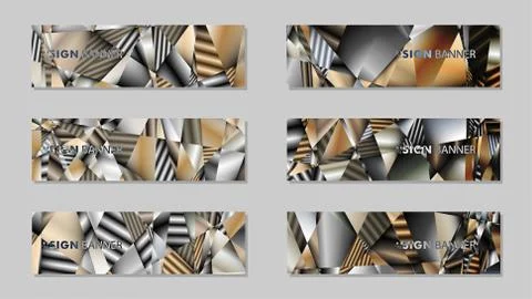 Abstract rectangle vector banner with a background of metal geometric gradien Illustrazione stock
