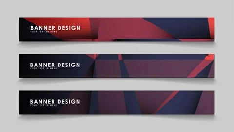 Abstract rectangle vector banners with red black geometric gradient backgroun Stock Illustration