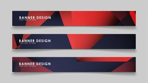 Abstract rectangle vector banners with red black geometric gradient backgroun Illustrazione stock