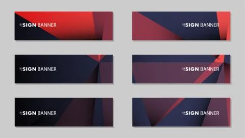 Abstract rectangle vector banners with red black geometric gradient backgroun Stock Illustration
