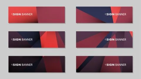 Abstract rectangle vector banners with red black geometric gradient backgroun Illustrazione stock