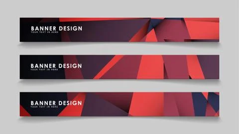 Abstract rectangle vector banners with red black geometric gradient backgroun Illustrazione stock