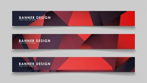 Abstract rectangle vector banners with red black geometric gradient backgroun 스톡 일러스트