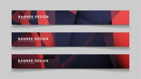 Abstract rectangle vector banners with red black geometric gradient backgroun Illustrazione stock