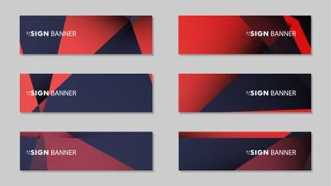 Abstract rectangle vector banners with red black geometric gradient backgroun Illustrazione stock