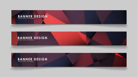 Abstract rectangle vector banners with red black geometric gradient backgroun Stock Illustration