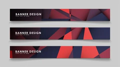 Abstract rectangle vector banners with red black geometric gradient backgroun Stock Illustration