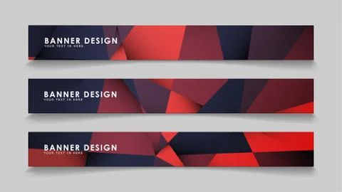 Abstract rectangle vector banners with red black geometric gradient backgroun Stock Illustration