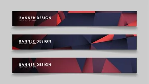 Abstract rectangle vector banners with red black geometric gradient backgroun Stock Illustration