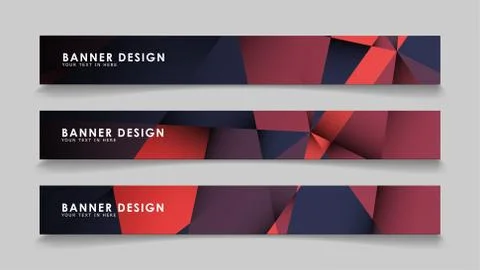 Abstract rectangle vector banners with red black geometric gradient backgroun Stock Illustration