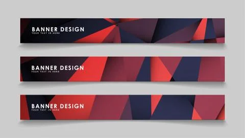 Abstract rectangle vector banners with red black geometric gradient backgroun Stock Illustration