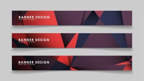 Abstract rectangle vector banners with red black geometric gradient backgroun Illustrazione stock