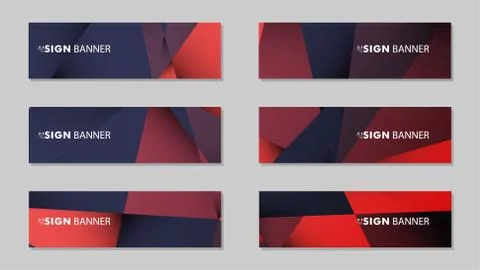 Abstract rectangle vector banners with red black geometric gradient backgroun Stock Illustration