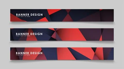 Abstract rectangle vector banners with red black geometric gradient backgroun Illustrazione stock