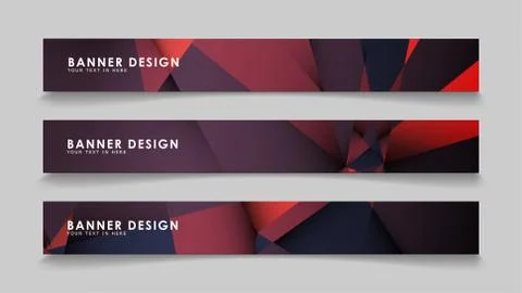 Abstract rectangle vector banners with red black geometric gradient backgroun Ilustración de archivo