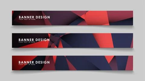 Abstract rectangle vector banners with red black geometric gradient backgroun 库存插图