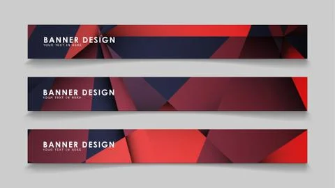Abstract rectangle vector banners with red black geometric gradient backgroun Stock Illustration
