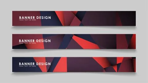 Abstract rectangle vector banners with red black geometric gradient backgroun Stock Illustration