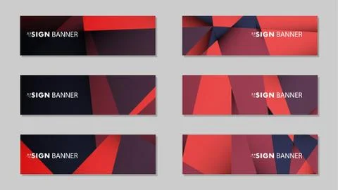 Abstract rectangle vector banners with red black geometric gradient backgroun Illustrazione stock
