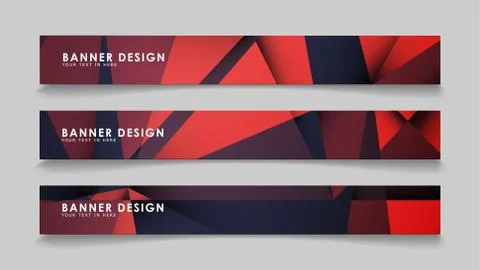 Abstract rectangle vector banners with red black geometric gradient backgroun Stock Illustration