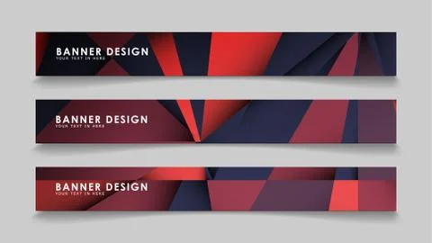 Abstract rectangle vector banners with red black geometric gradient backgroun Illustrazione stock