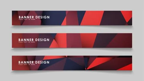 Abstract rectangle vector banners with red black geometric gradient backgroun Illustrazione stock