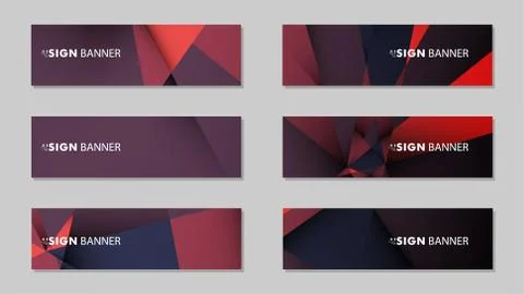 Abstract rectangle vector banners with red black geometric gradient backgroun Illustrazione stock