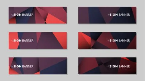 Abstract rectangle vector banners with red black geometric gradient backgroun Stock Illustration
