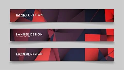 Abstract rectangle vector banners with red black geometric gradient backgroun Illustrazione stock