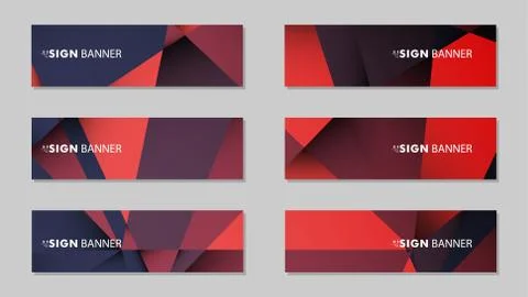 Abstract rectangle vector banners with red black geometric gradient backgroun 스톡 일러스트