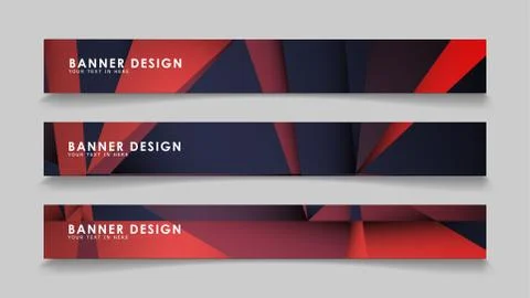 Abstract rectangle vector banners with red black geometric gradient backgroun Illustrazione stock