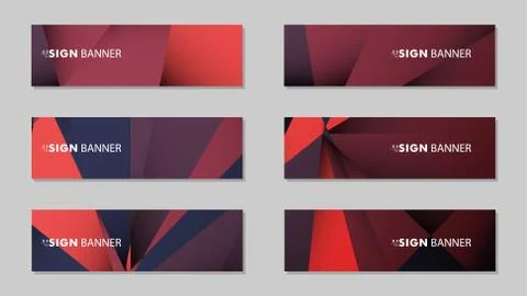 Abstract rectangle vector banners with red black geometric gradient backgroun Illustrazione stock