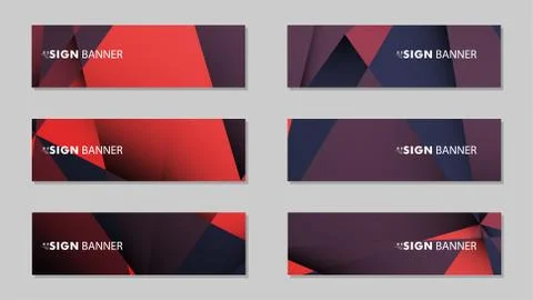 Abstract rectangle vector banners with red black geometric gradient backgroun Stock Illustration