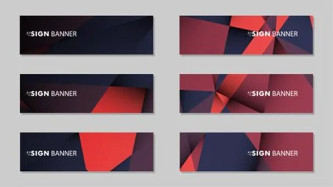 Abstract rectangle vector banners with red black geometric gradient backgroun Stock Illustration