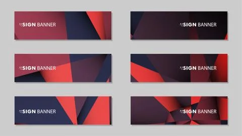 Abstract rectangle vector banners with red black geometric gradient backgroun Stock Illustration