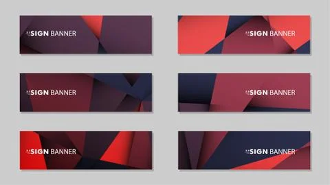 Abstract rectangle vector banners with red black geometric gradient backgroun 스톡 일러스트