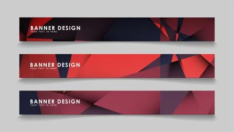 Abstract rectangle vector banners with red black geometric gradient backgroun Stock Illustration