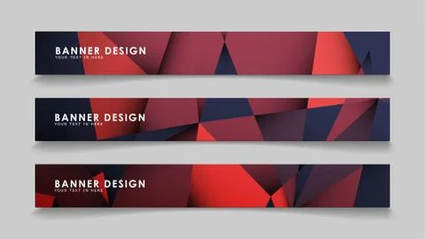 Abstract rectangle vector banners with red black geometric gradient backgroun Illustrazione stock
