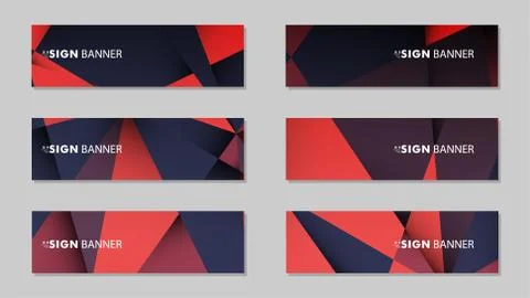 Abstract rectangle vector banners with red black geometric gradient backgroun Stock Illustration