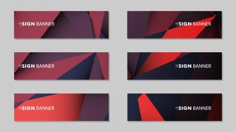 Abstract rectangle vector banners with red black geometric gradient backgroun 库存插图
