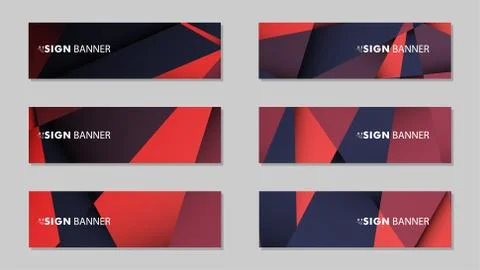 Abstract rectangle vector banners with red black geometric gradient backgroun 스톡 일러스트