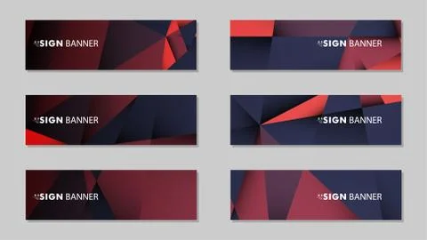 Abstract rectangle vector banners with red black geometric gradient backgroun Illustrazione stock