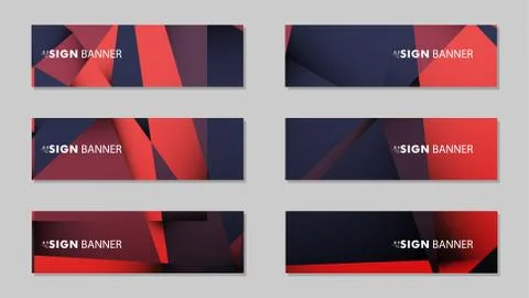 Abstract rectangle vector banners with red black geometric gradient backgroun 스톡 일러스트