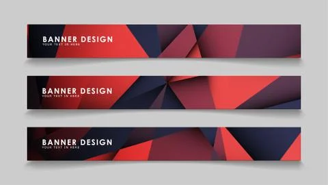 Abstract rectangle vector banners with red black geometric gradient backgroun Illustrazione stock