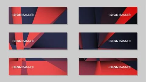 Abstract rectangle vector banners with red black geometric gradient backgroun 스톡 일러스트