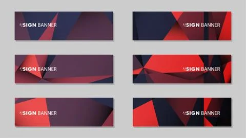 Abstract rectangle vector banners with red black geometric gradient backgroun Stock Illustration