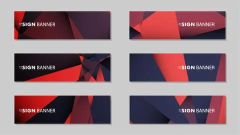 Abstract rectangle vector banners with red black geometric gradient backgroun Illustrazione stock