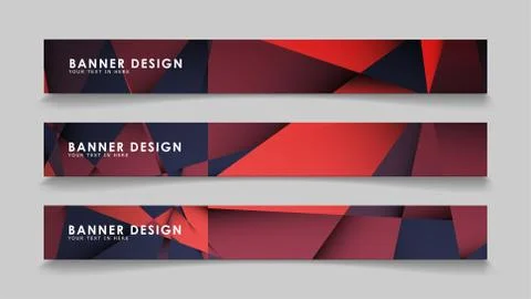 Abstract rectangle vector banners with red black geometric gradient backgroun Illustrazione stock